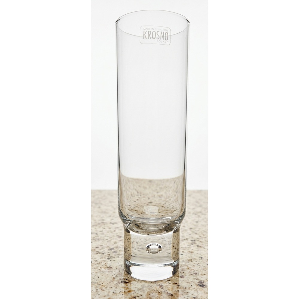 Krosno Cylinder Bubble Vase, Poland, 8.25" x 2.25", Clear Glass